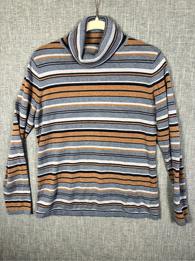 Eddie Bauer Striped Cotton Turtleneck Size Medium